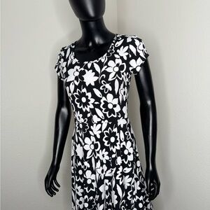 Michael Kors Monochrome Floral Midi Dress